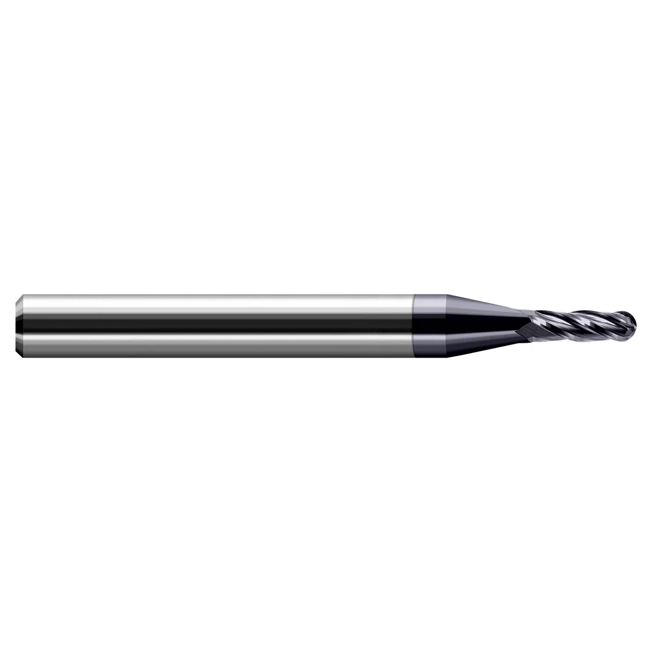 Harvey Tool 74398-C3 | 0.0980" (2.5 mm) Diameter x 0.1250" (1/8) Shank x 0.2940" LOC x 1.5000" (1-1/2) OAL x 4 Flutes AlTiN Coated Carbide Miniature Tapered Ball End Mill