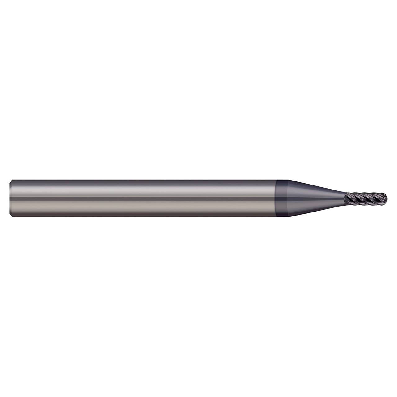 Harvey Tool 843439-C6 | 0.0390" (1 mm) Diameter x 0.2500" (1/4) Shank x 0.1170" LOC x 2.5000" (2-1/2) OAL 6 Flutes AlTiN Nano 2 FL Coated Carbide Hardened Steel Ball End Mill