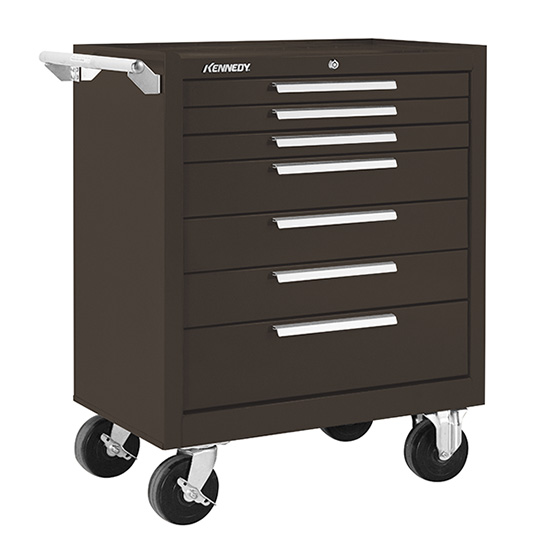 Kennedy 297XB | 29" 7-Drawer Roller Cabinet, 29"W x 20"D x 35" H, Brown Color, With Ball Bearing Slide Drawers