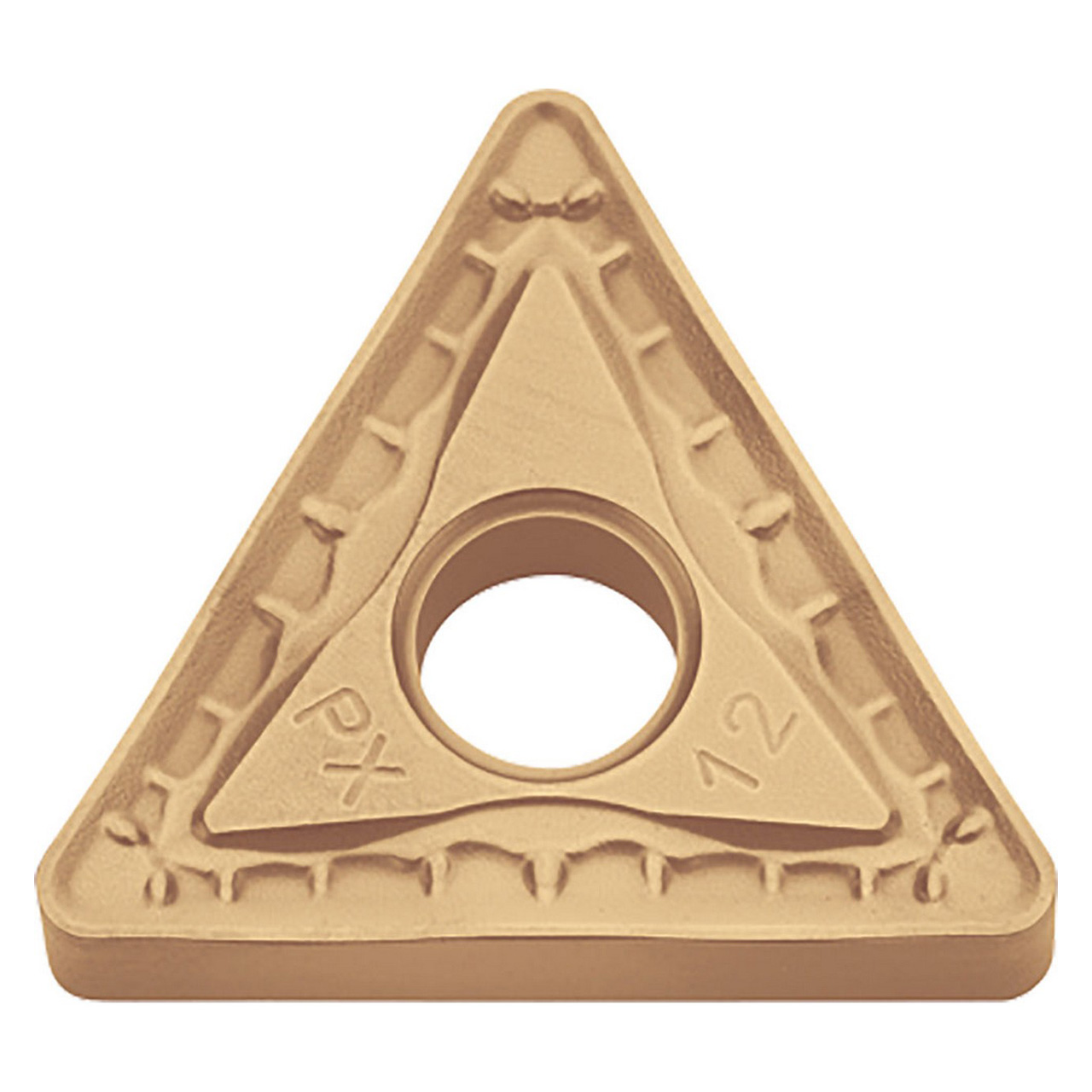 Kyocera Precision Tools TAC06500 | TNMM332PXCA525 3/8" Inscribed Circle x 3/16" Thickness x 1/32" Radius x 60 Degree Included Angle 3 Flute CVD Coated Carbide ISOI Indexable Turning Insert