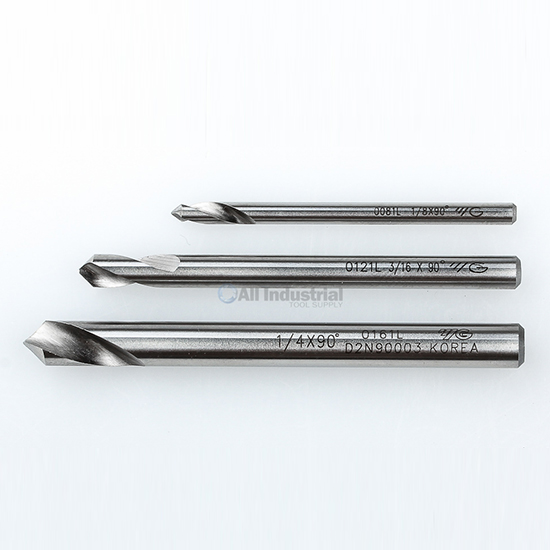 YG1 0081L / 0121L / 0161L | NC Spotting Drill 8% Cobalt HSS 1/8", 3/16", 1/4" 90 Degree 3pc Set CNC