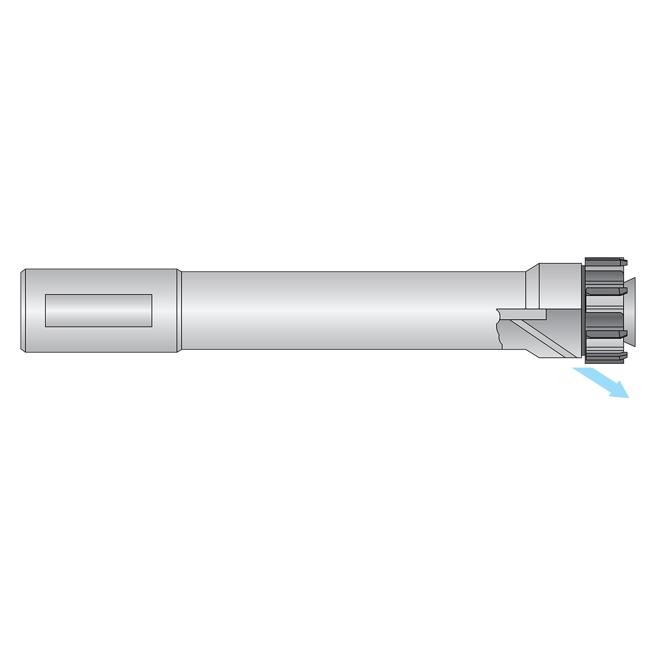 Allied Machine and Engineering 4505A-MC-070 | 2.189" Diameter x 1.260" Shank x 8.425" LOC 4505 Series Long Modular Reamer Body
