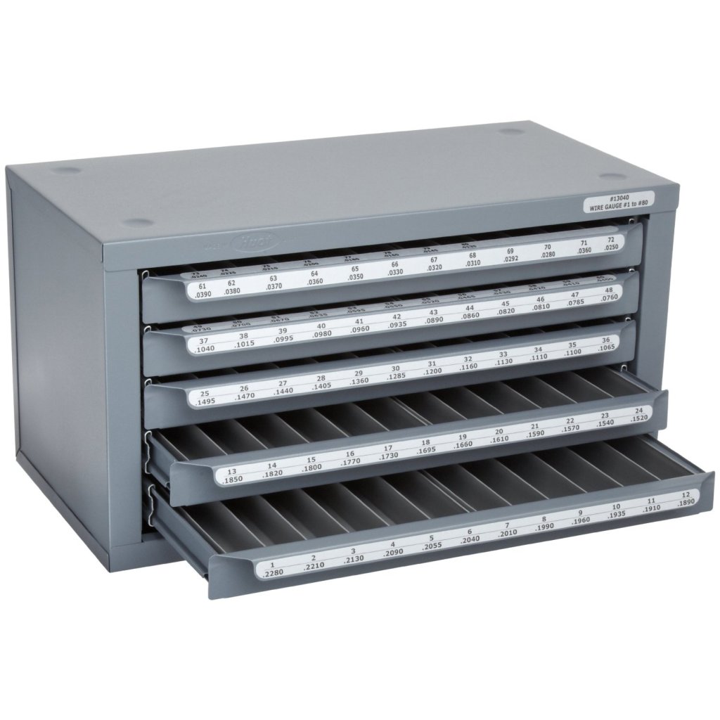 Huot 13040 | Wire Gauge Sizes #1-80 Drill Dispenser Organizer Cabinet Holder