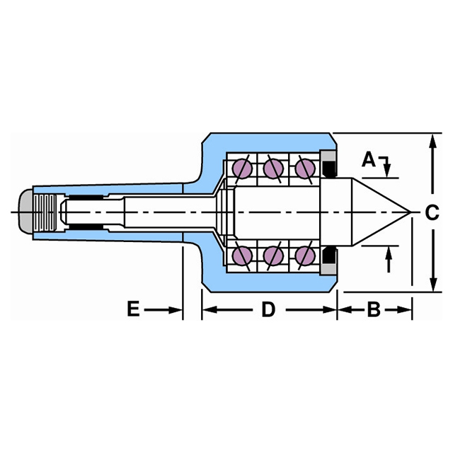 Riten 55106 | 6 Morse Taper 2.625" Diameter x 2.500" Length ± 0.0001 Accuracy Live Center