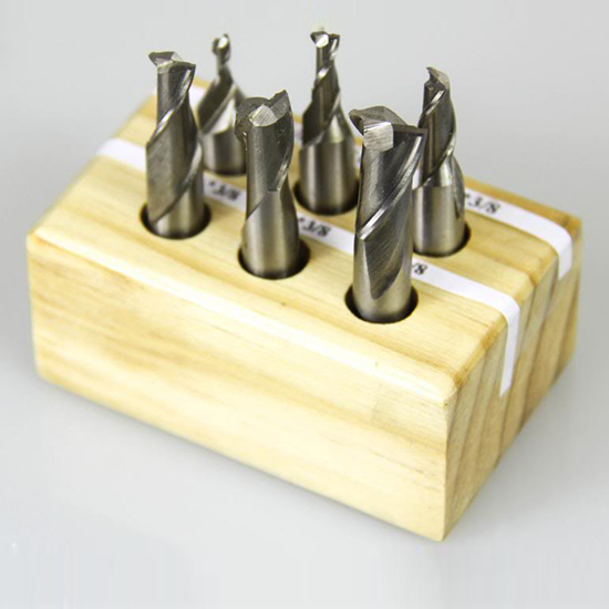 All Industrial 11900 | 6pc 1/8" - 1/2" Diameter x 3/8" Shank 2 Flute TiN High Speed Steel End Mill Set