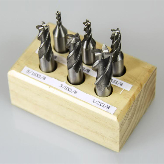 All Industrial 11904 | 6pc 1/8" - 1/2" Diameter x 3/8" Shank 4 Flute TiN High Speed Steel End Mill Set