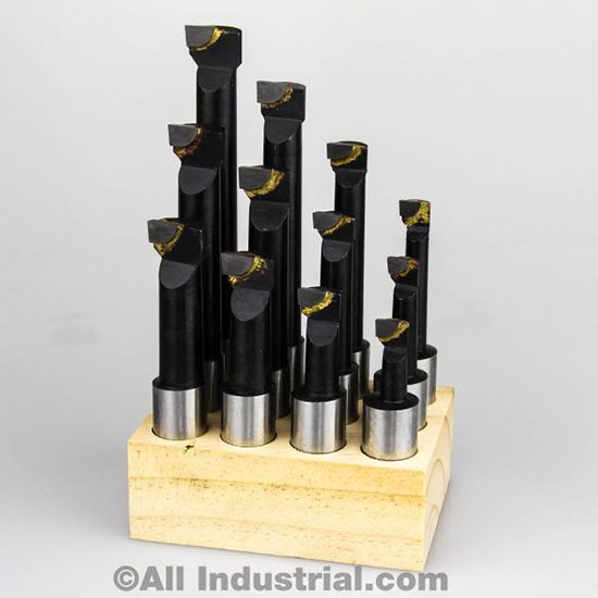 All Industrial 11926 | 12pc 1-1/8" to 4-1/2" Boring Depth Range 3/4" Shank Alloy Steel Carbide Tipped Boring Bar Set