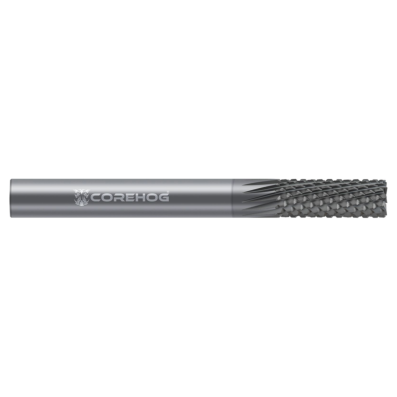 CoreHog C96237 | 0.5000" (1/2) Cutter Diameter x 0.5000" (1/2) Shank x 1.5000" (1-1/2) LOC 14 Flute Chemical Vapor Deposition Diamond Coated Solid Carbide Diamond Pattern Router Bit