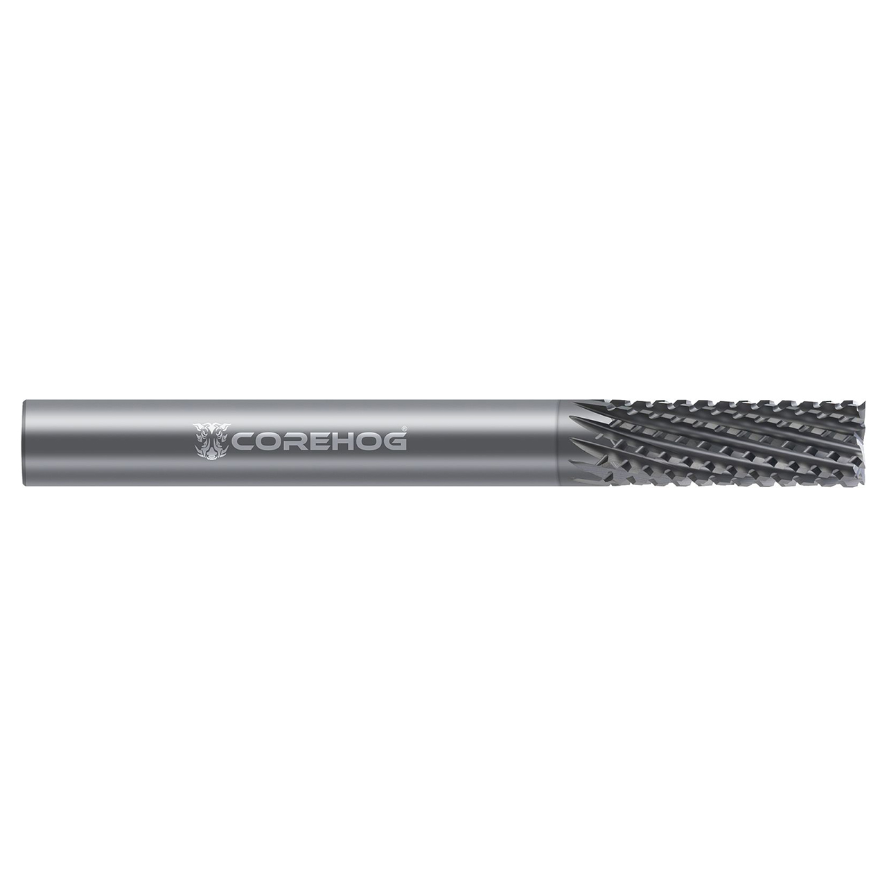 CoreHog C85758 | 0.5000" (1/2) Cutter Diameter x 0.5000" (1/2) Shank x 1.5000" (1-1/2) LOC 14 Flute Chemical Vapor Deposition Diamond Coated Solid Carbide Diamond Pattern Router Bit