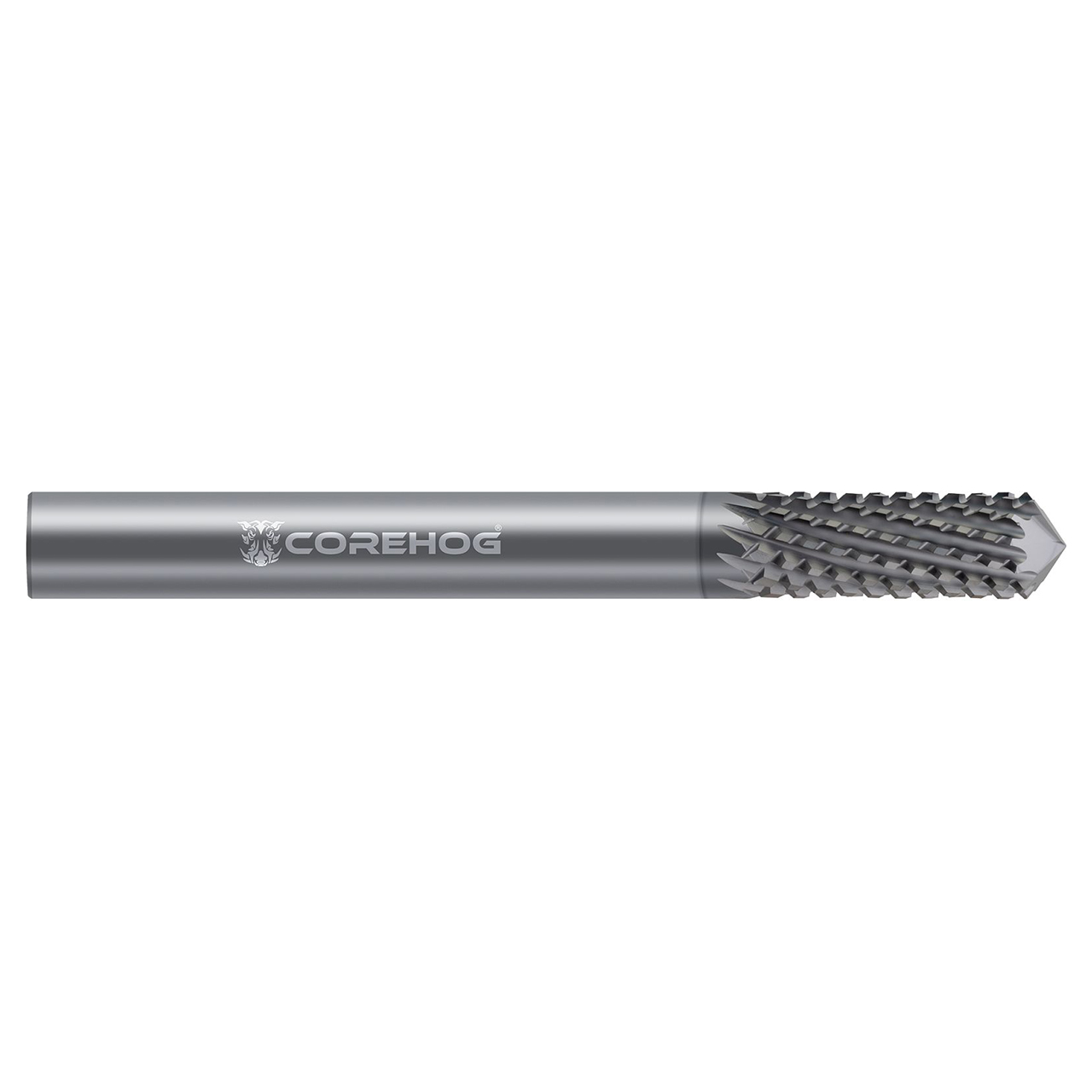 CoreHog C23154 | 0.3750" (3/8) Cutter Diameter x 0.3750" (3/8) Shank x 1.0000" (1) LOC 12 Flute Diamond Like Carbon Coated Solid Carbide Diamond Pattern Router Bit