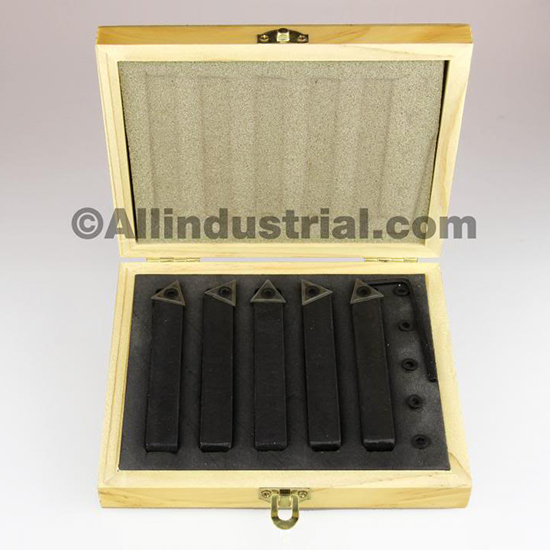 All Industrial 19926 | 1" 5pc Indexable Carbide Insert Turning Tool Bit Lathe Set C6 Chipbreaker