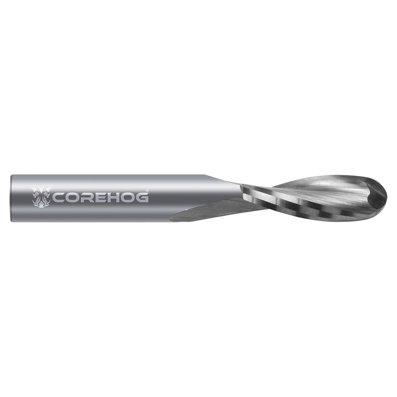 CoreHog C13644 | 0.1250" (1/8) Cutter Diameter x 0.1250" (1/8) Shank x 0.3750" (3/8) LOC 2 Flute Uncoated Solid Carbide Ball End Mill