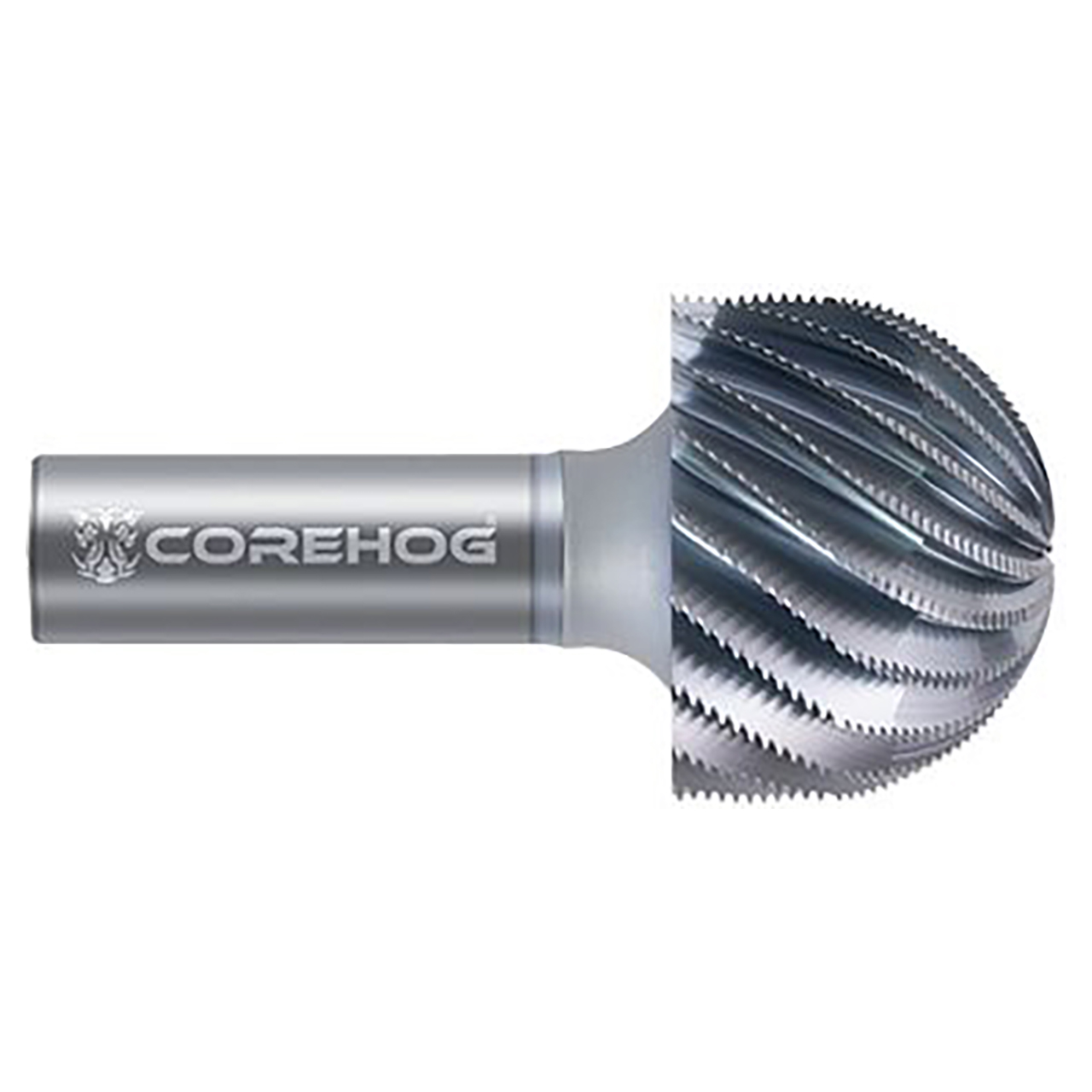 CoreHog C41016 | 2.0000" (2) Cutter Diameter x 0.7500" (3/4) Shank x 1.5000" (1-1/2) LOC 18 Flute TiCN Coated High Speed Steel Ball End Mill