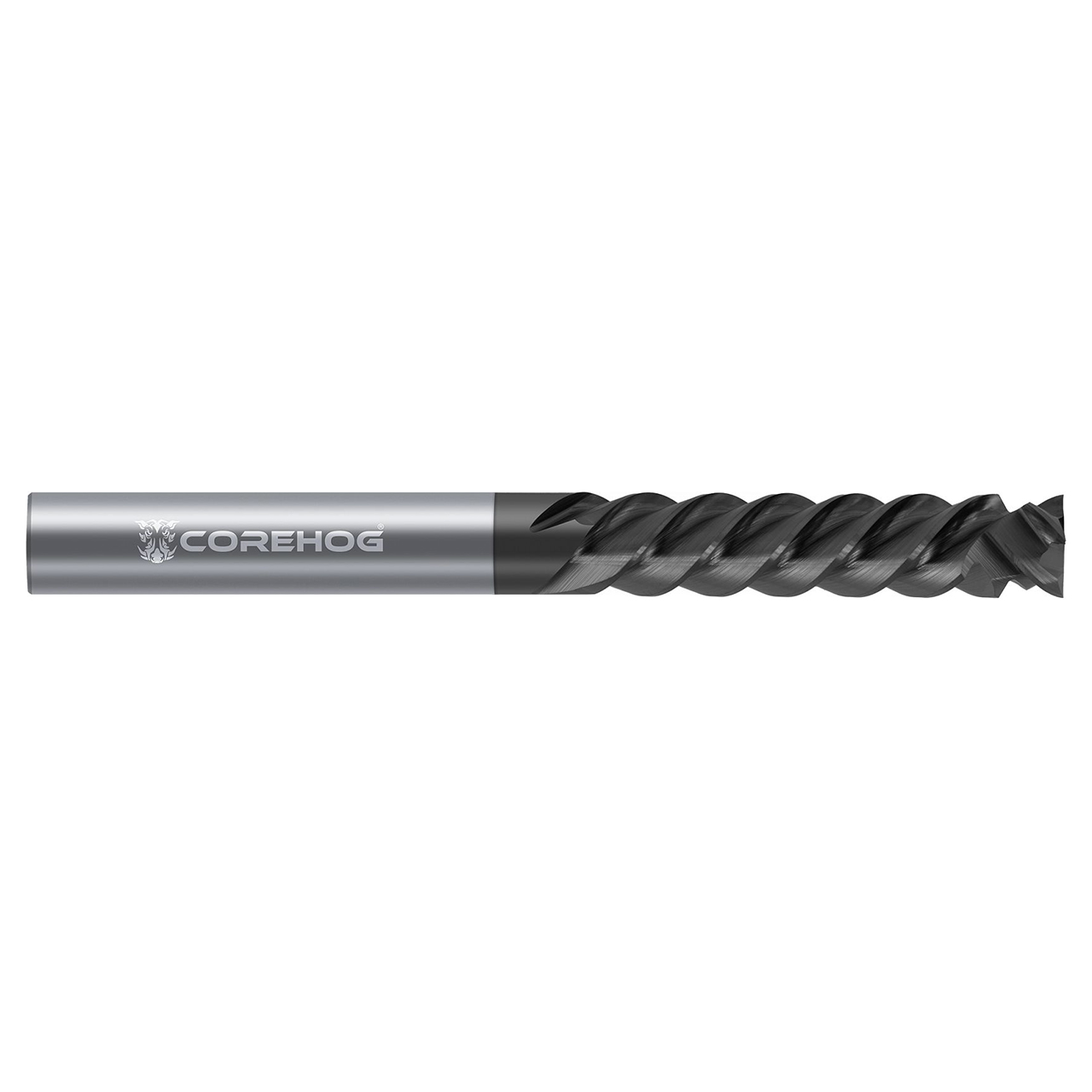 CoreHog C43415 | 0.2500" (1/4) Cutter Diameter x 0.2500" (1/4) Shank x 1.1250" (1-1/8) LOC 4 Flute Diamond Like Carbon Coated Solid Carbide Square End Mill