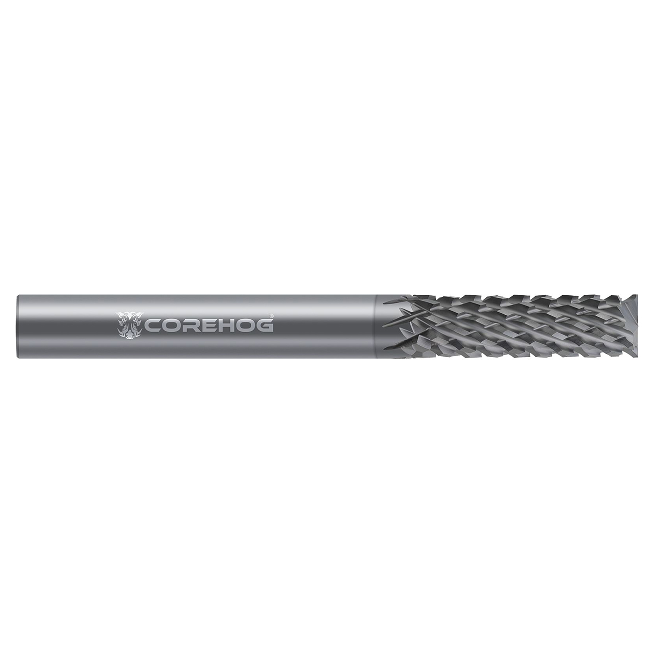 CoreHog C37776 | 0.5000" (1/2) Cutter Diameter x 0.5000" (1/2) Shank x 1.5000" (1-1/2) LOC 12 Flute Chemical Vapor Deposition Coated Solid Carbide Square End Diamond Pattern Router Bit