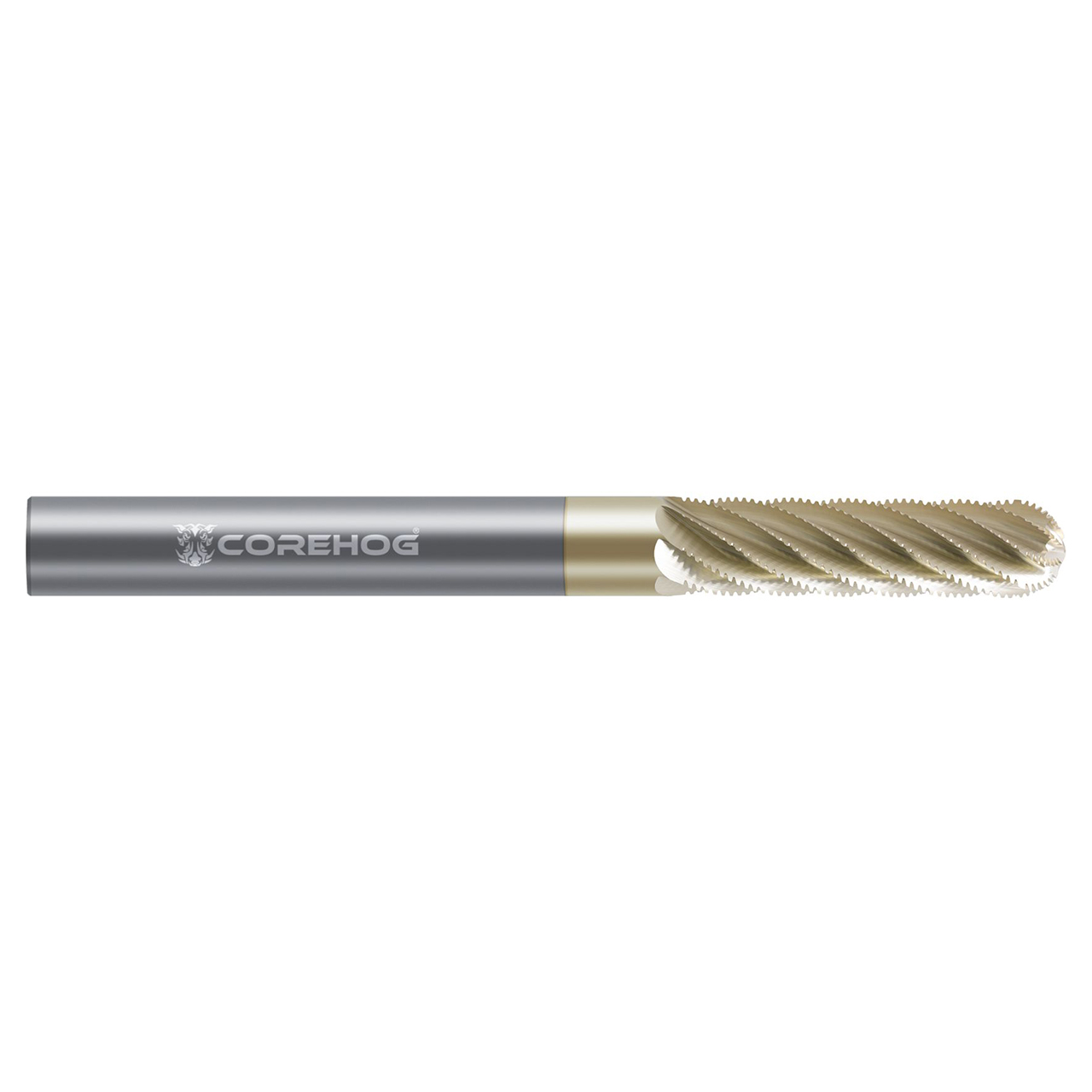 CoreHog C28059 | 0.5000" (1/2) Cutter Diameter x 0.5000" (1/2) Shank x 2.0000" (2) LOC 8 Flute ZrN Coated Solid Carbide Ball End Mill