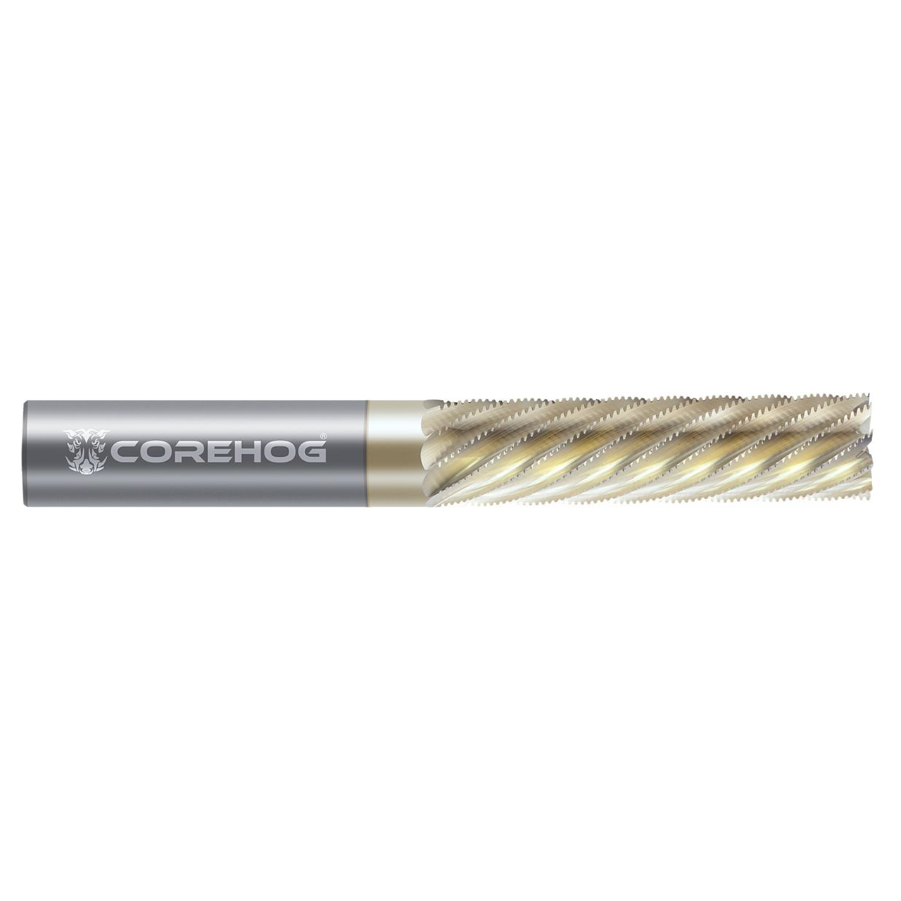 CoreHog C28371 | 0.2500" (1/4) Cutter Diameter x 0.2500" (1/4) Shank x 2.7500" (2-3/4) LOC 6 Flute ZrN Coated Solid Carbide Square End Mill
