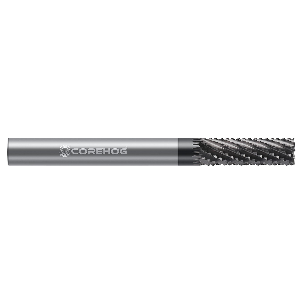 CoreHog C22069 | 0.3750" (3/8) Cutter Diameter x 0.3750" (3/8) Shank x 0.8750" (7/8) LOC 12 Flute Diamond Like Carbon Coated Solid Carbide Square End Mill