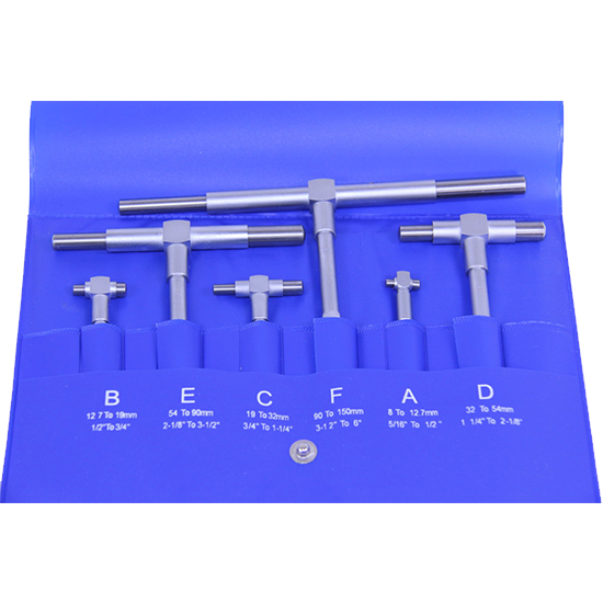 All Industrial 55000 | Telescoping Gage 6pc Set 5/16" - 6" Range Super Precision T-Bore Hole Gauges