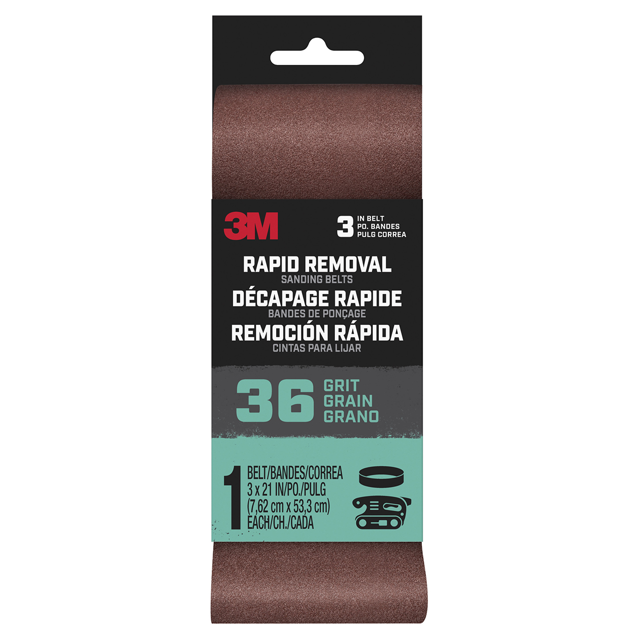 3M 7100188483 | 36 Grit x 21.000" OAL Ceramic Aluminum Oxide Power Sanding Belt