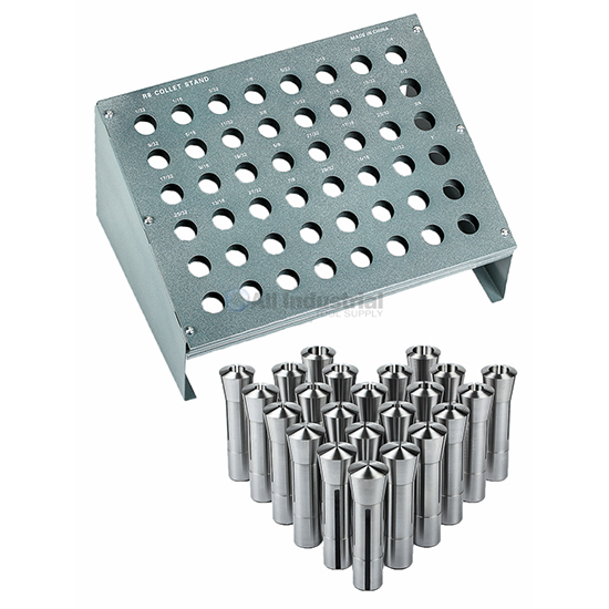 All Industrial 41096 | 23pc R8 Collet Set 1/16" to 3/4" for Bridgeport With R8 Collet Rack - 48 Slot