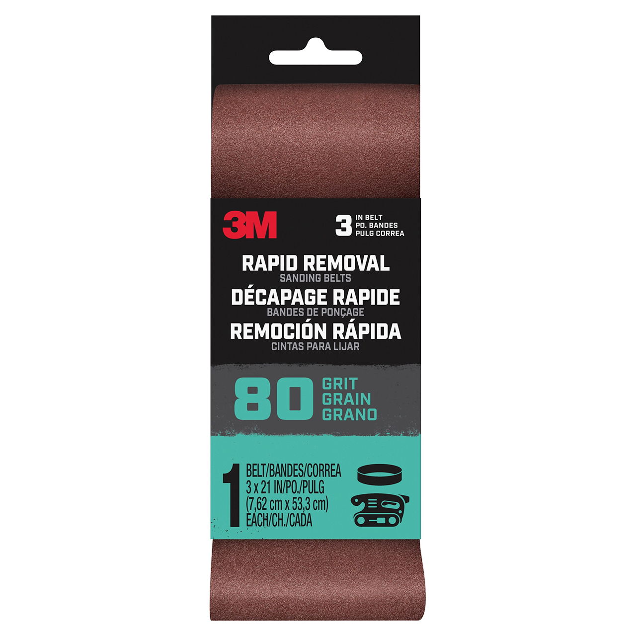3M 7100188477 | 80 Grit x 21.000" OAL Ceramic Aluminum Oxide Power Sanding Belt