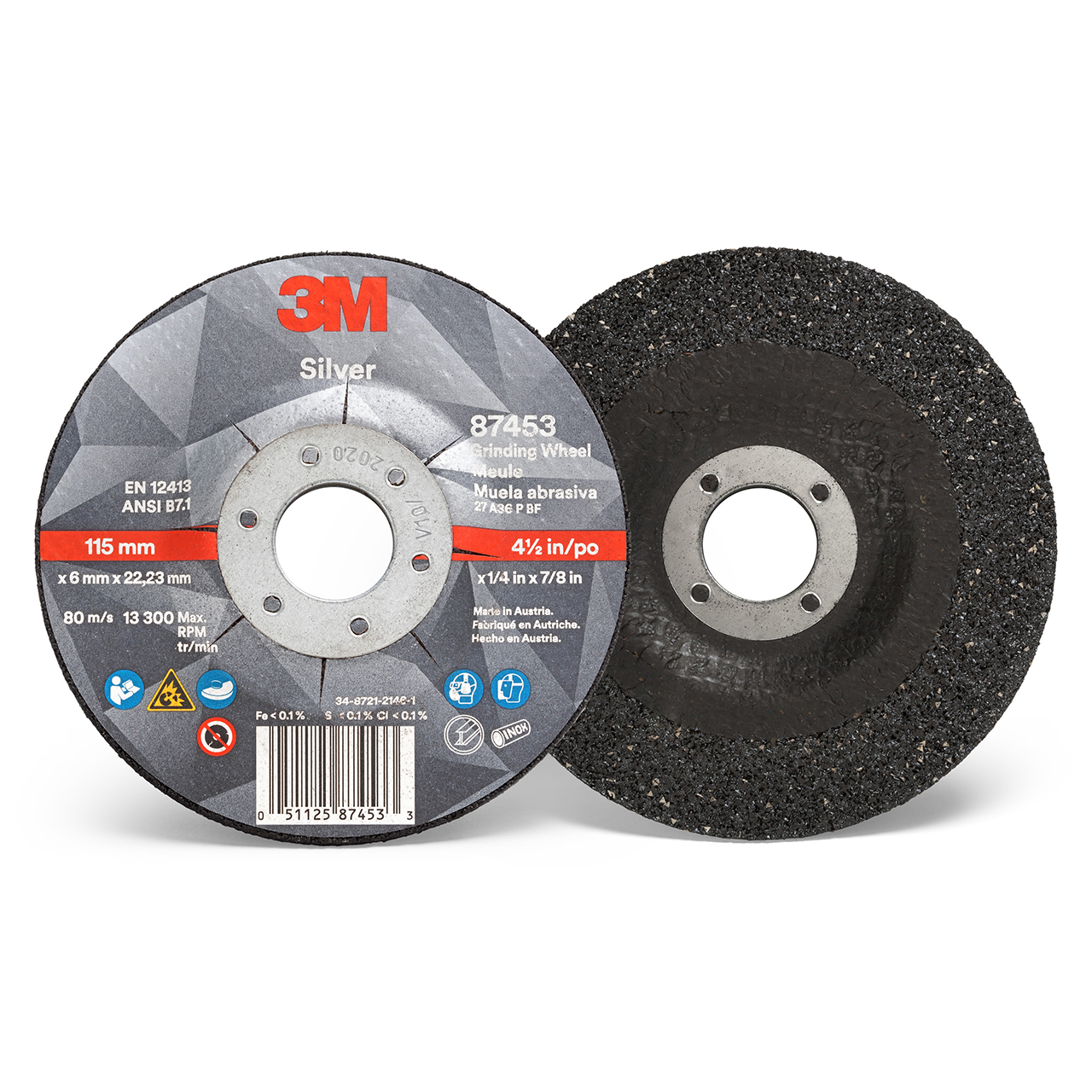 3M 7100141079 | 4.500" Diameter x 0.250" Thickness Depressed Center Wheel