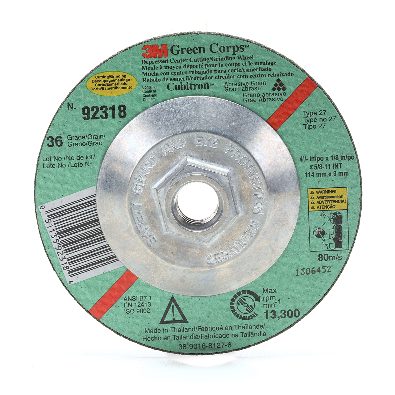 3M 7000118488 | 4.500" Diameter x 0.125" Thickness Cutter Grinding Wheel
