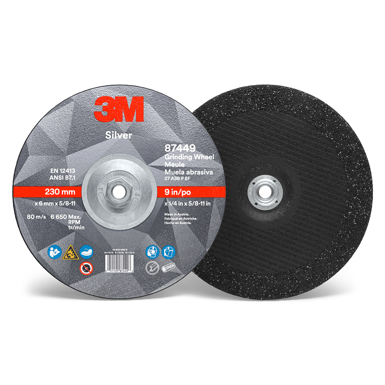 3M 7010409732 | 9.000" Diameter x 0.250" Thickness Depressed Center Wheel
