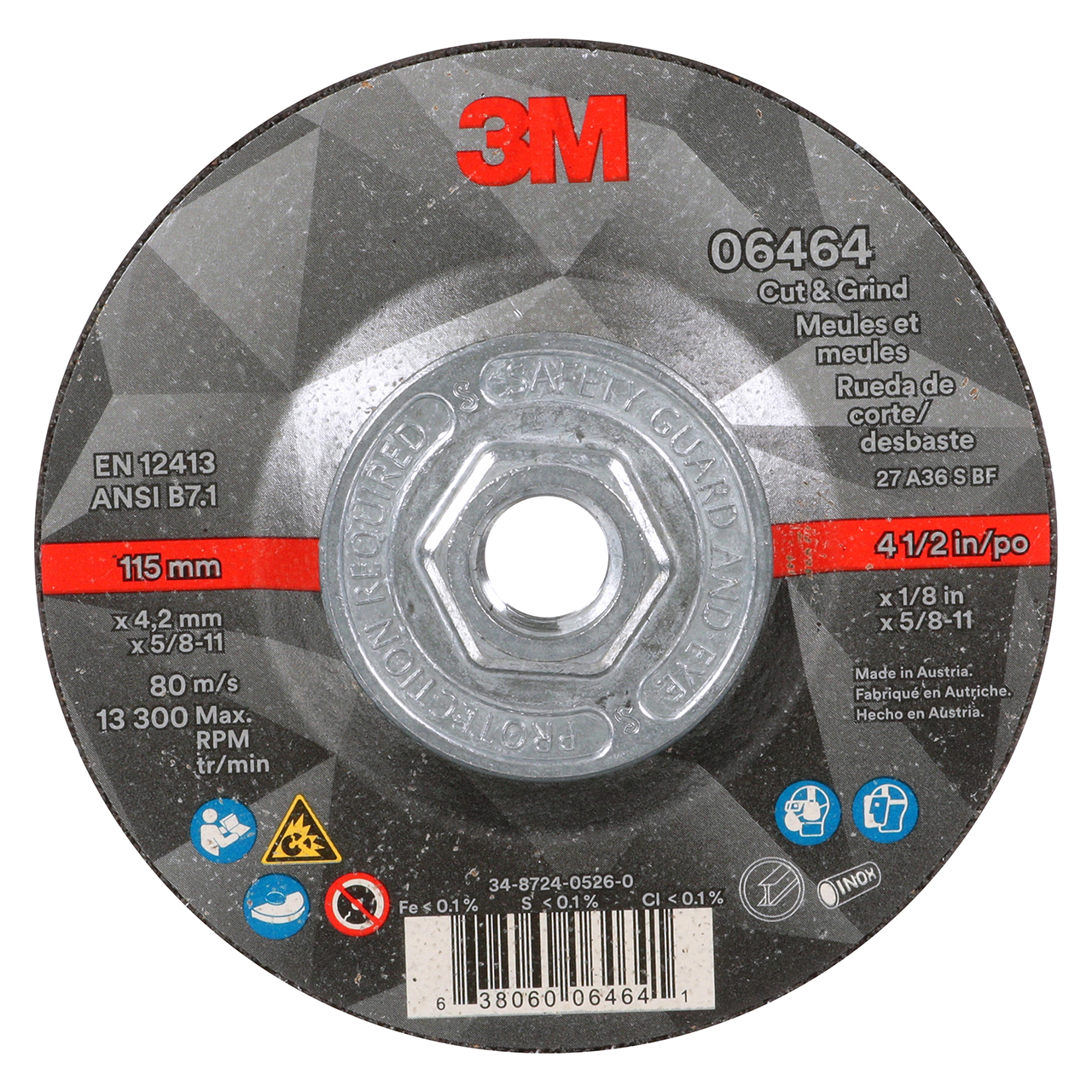 3M 7100245014 | 4.500" Diameter x 0.125" Thickness Cutoff Wheel