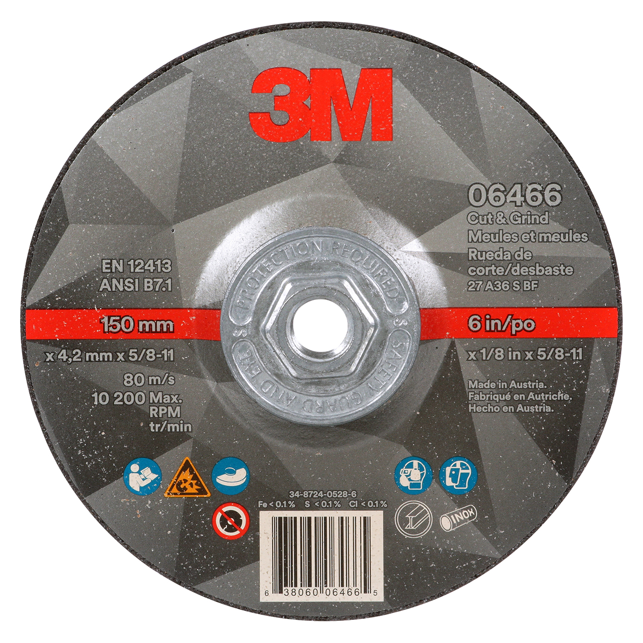 3M 7100245021 | 6.000" Diameter x 0.125" Thickness Cutoff Wheel