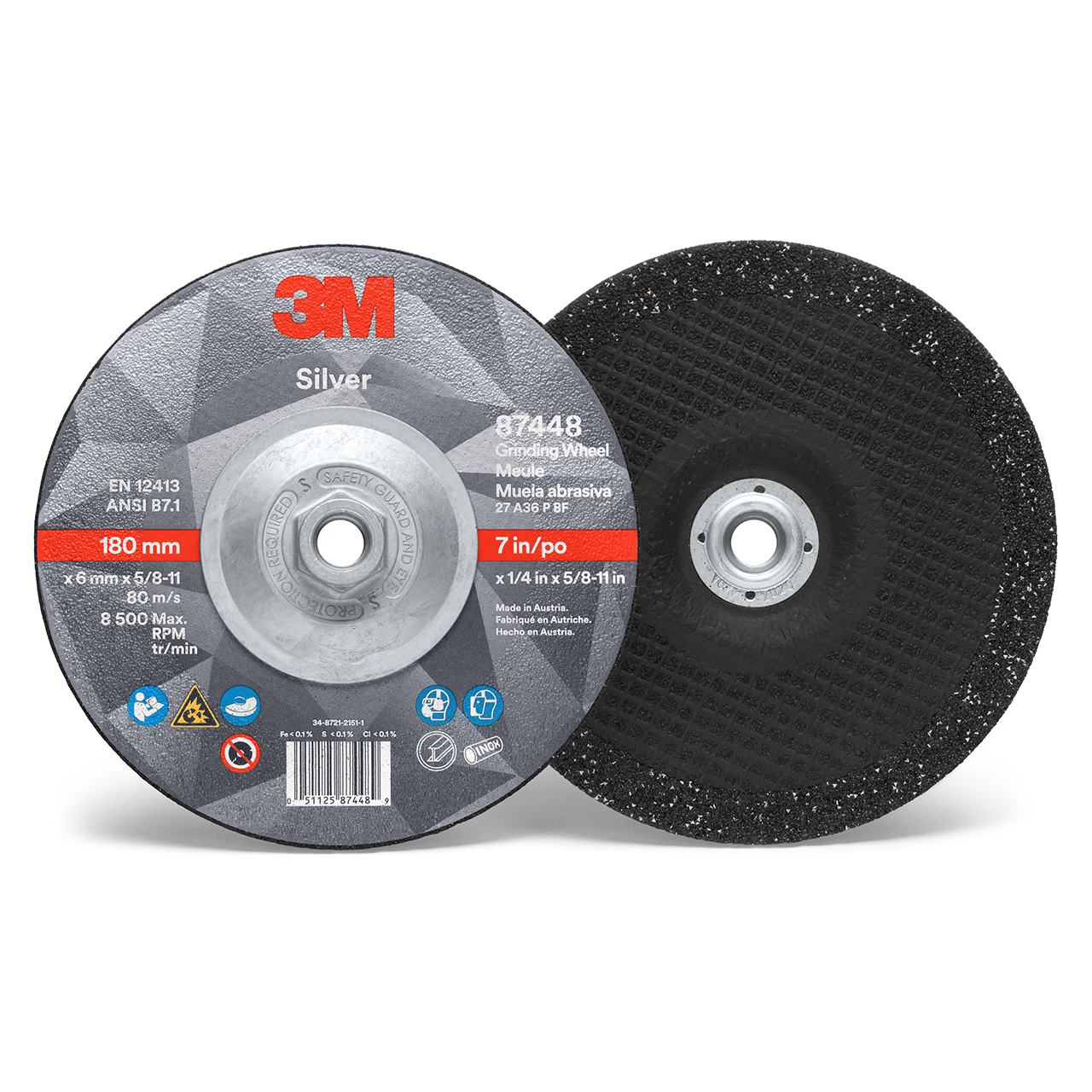 3M 7010412150 | 7.000" Diameter x 0.250" Thickness Depressed Center Wheel
