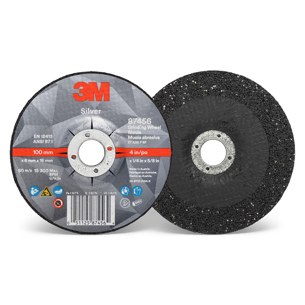 3M 7100141076 | 4.000" Diameter x 0.250" Thickness Depressed Center Wheel