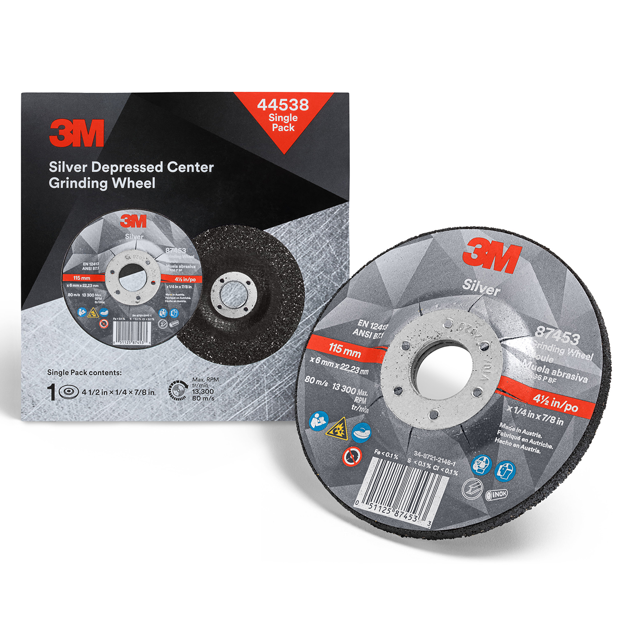 3M 7100147339 | 4.500" Diameter x 0.250" Thickness Depressed Center Wheel