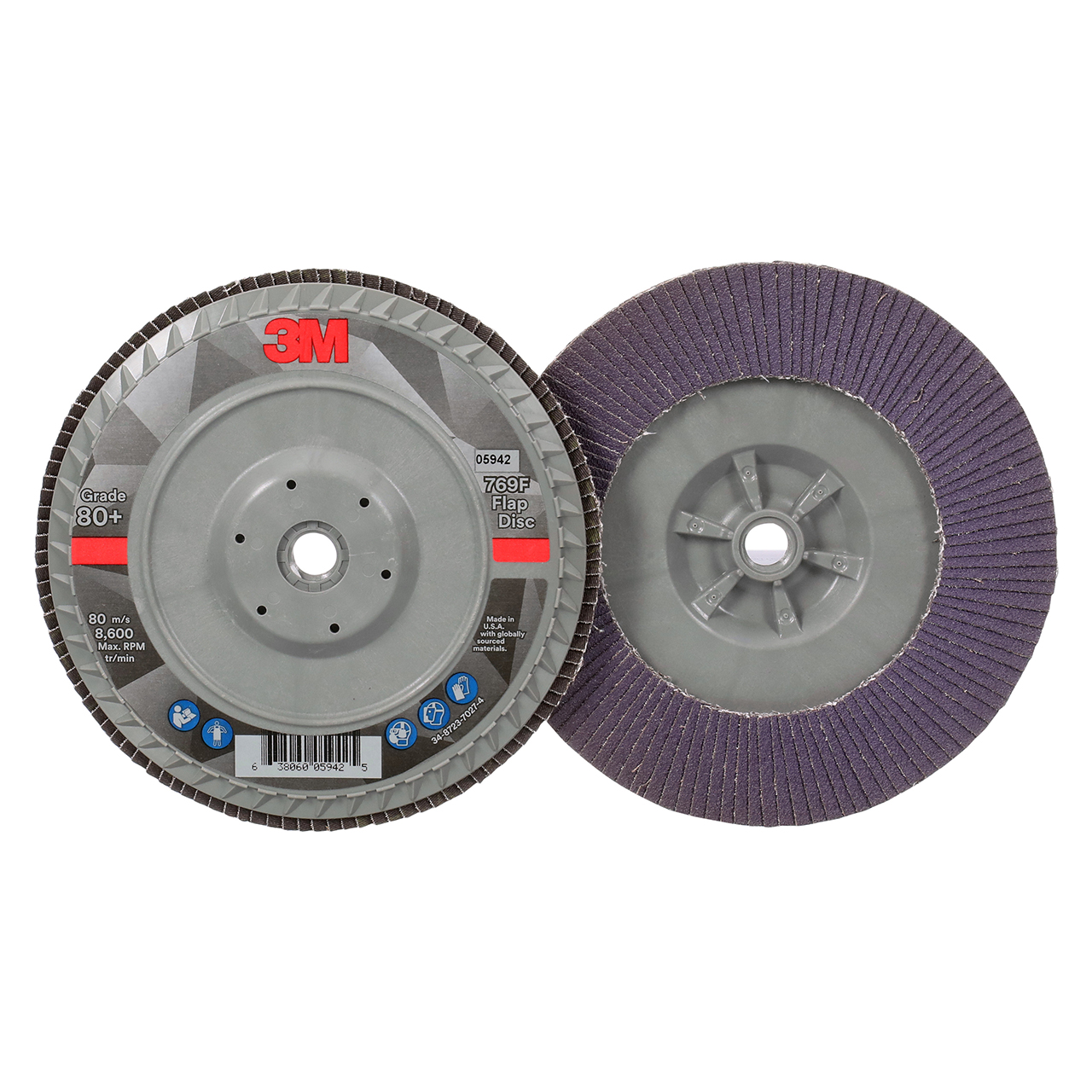 3M 7100178236 | 7" Diameter 769F 80+ Grit Precision Shaped Ceramic Flap Disc