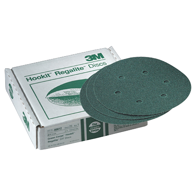 3M 7100009351 | 00612 Green Corps Hookit 6" Diameter 255U E Weight 80 Grit Ceramic Aluminum Oxide Green Disc