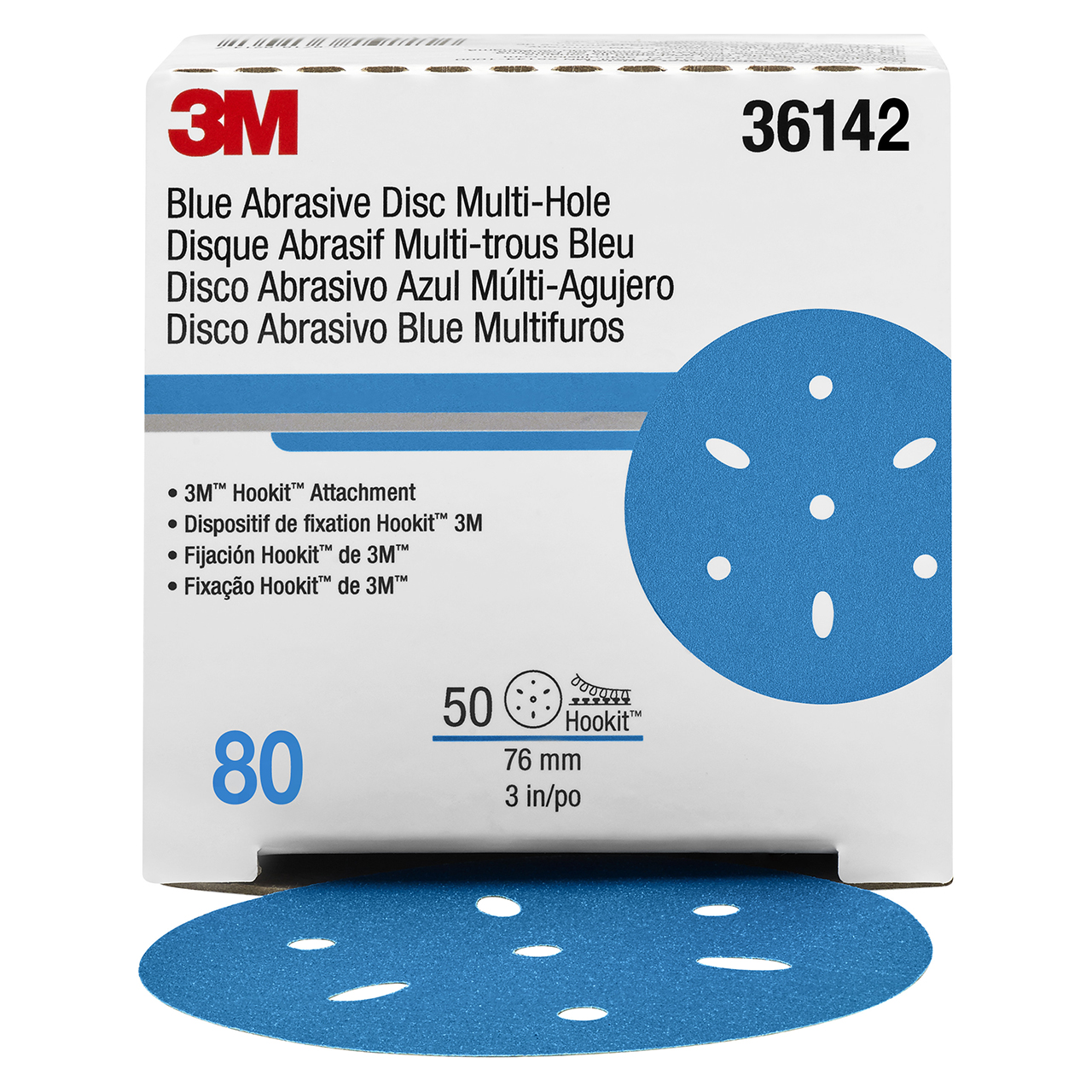 3M 7100091341 | 36142 Hookit 3" Diameter 321U C Weight 80 Grit Ceramic Aluminum Oxide Blue Abrasive Disc
