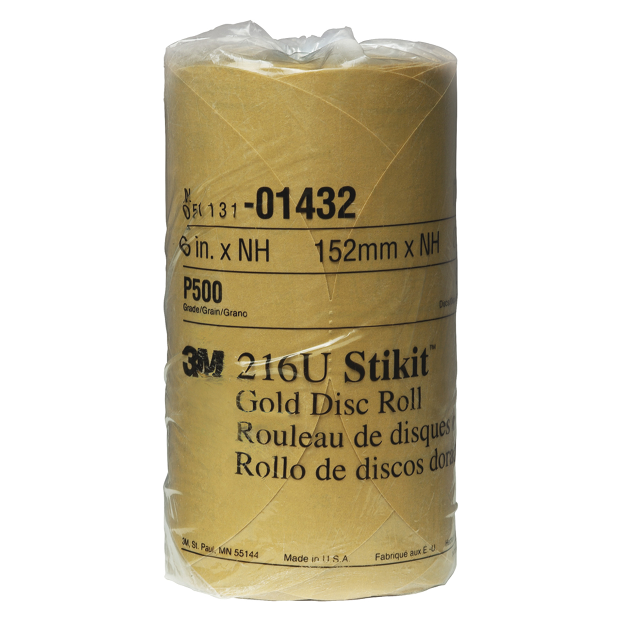 3M 7000119700 | 01432 Stikit 6" Diameter 216U A Weight Medium P500 Grit Aluminum Oxide Gold Disc Roll