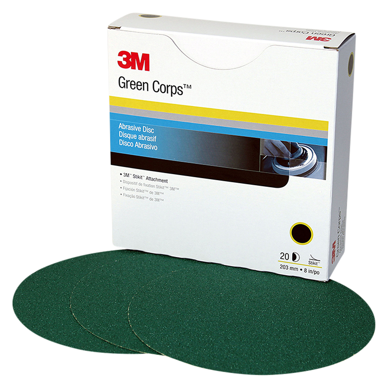 3M 7000120328 | 01549 Green Corps Stikit 8" Diameter 246U D Weight Coarse P80 Grit Ceramic Aluminum Oxide Green Disc
