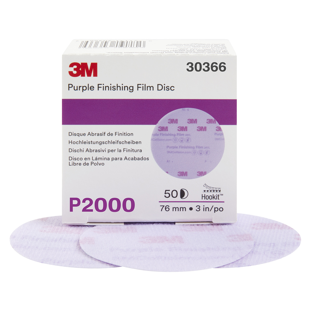 3M 7100122772 | 30366 Hookit 3" Diameter 260L P2000 Grit Aluminum Oxide Film Abrasive Disc