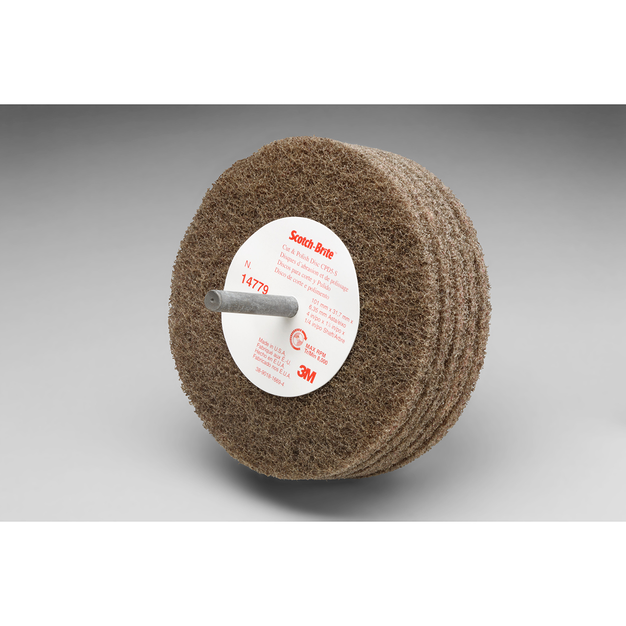 3M 7000120710 | Scotch-Brite 4" OAD x 1/4" Hole Diameter Medium Aluminum Oxide Cut and Polish Disc