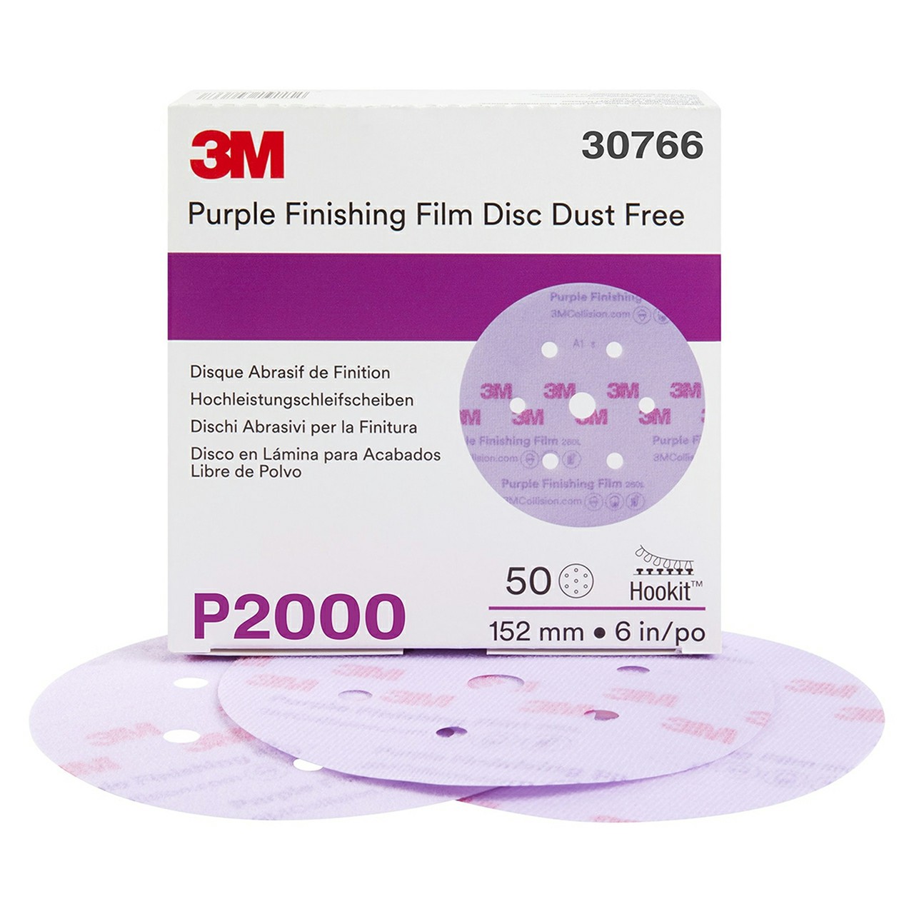 3M 7100122799 | 30766 Hookit 6" Diameter 260L P2000 Grit Aluminum Oxide Film Abrasive Disc