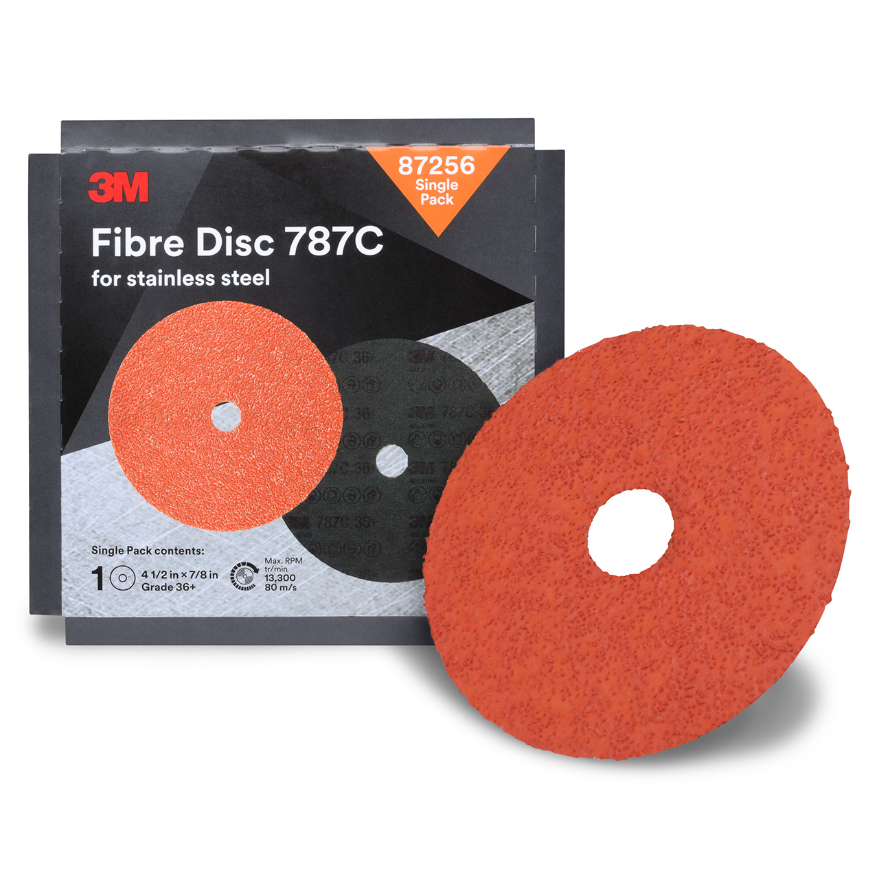 3M 7100109879 | 4-1/2" OAD 787C x 7/8" Hole Diameter 36+ Grit Precision Shaped Ceramic Fiber Disc