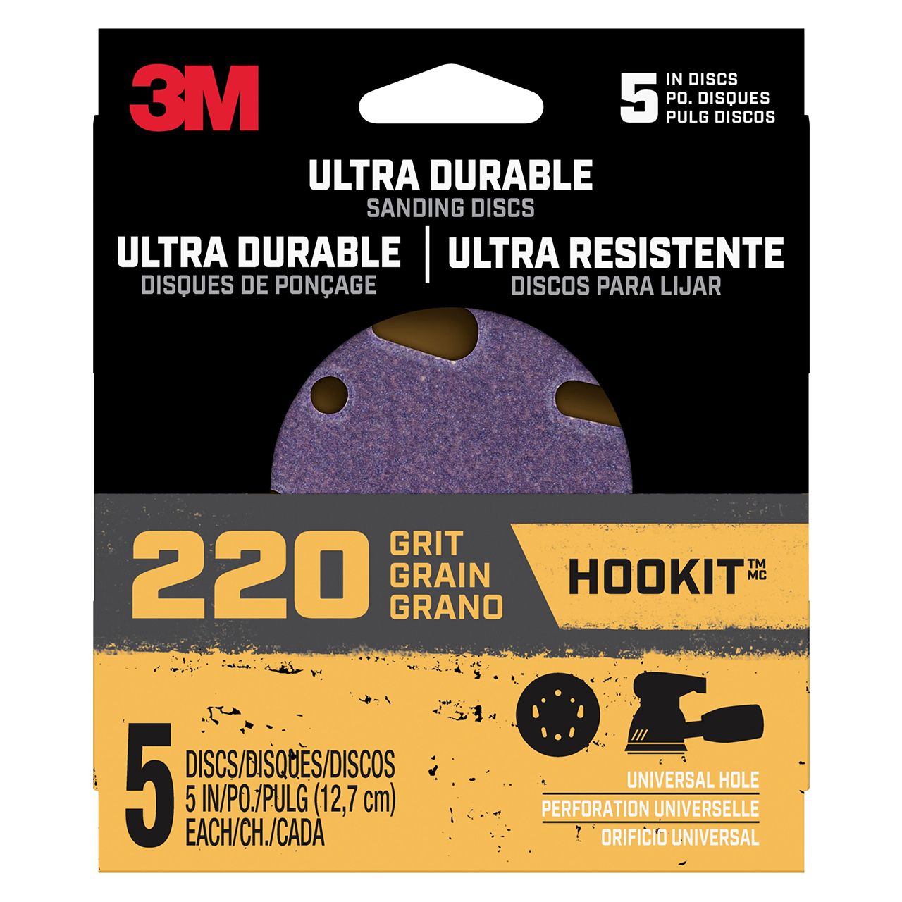 3M 7100188465 | 5" Diameter 220 Grit Ceramic Aluminum Oxide Ultra Durable Sanding Disc