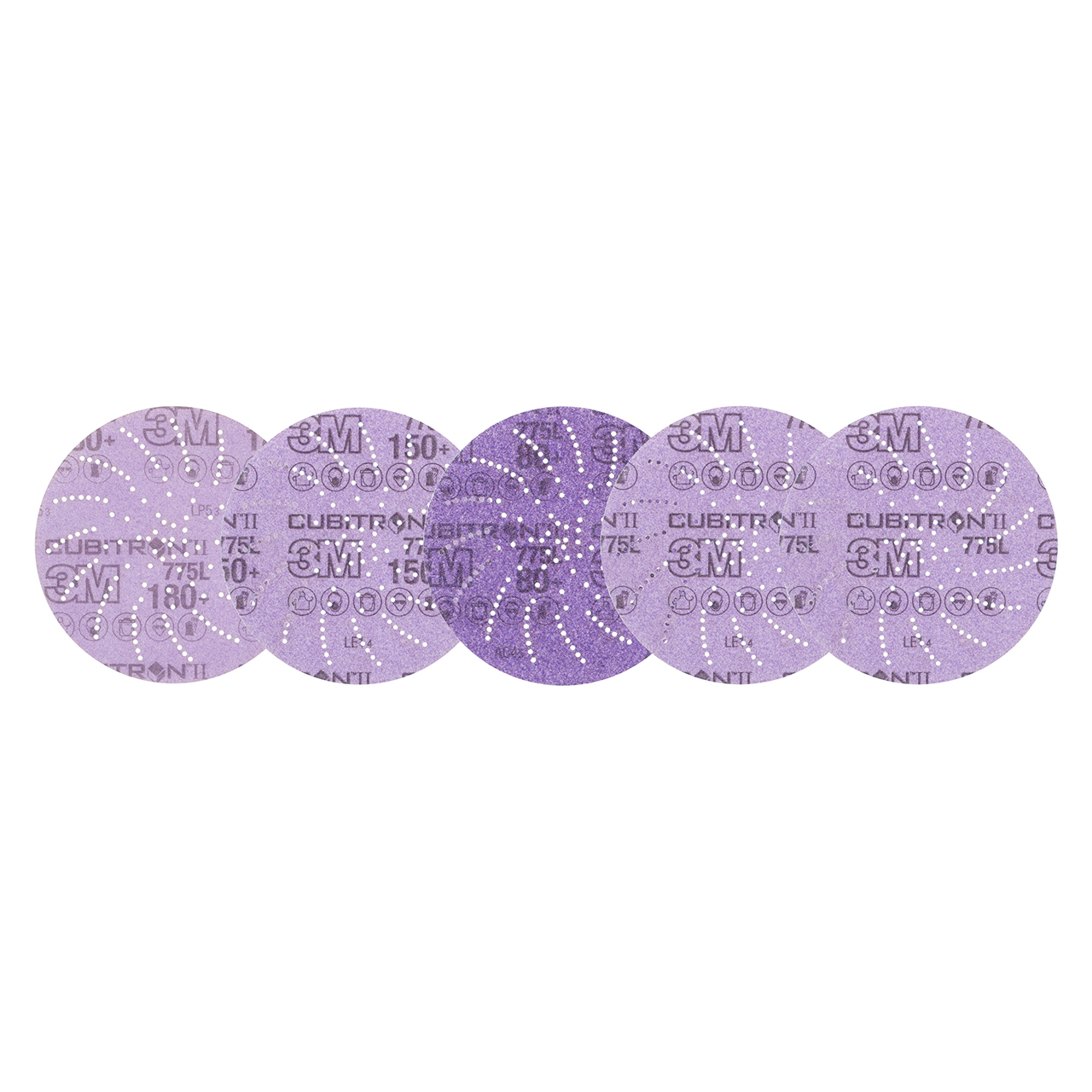 3M 7010327612 | Xtract Cubitron II 5" Diameter 775L Assorted Grit Precision Shaped Ceramic Film Disc