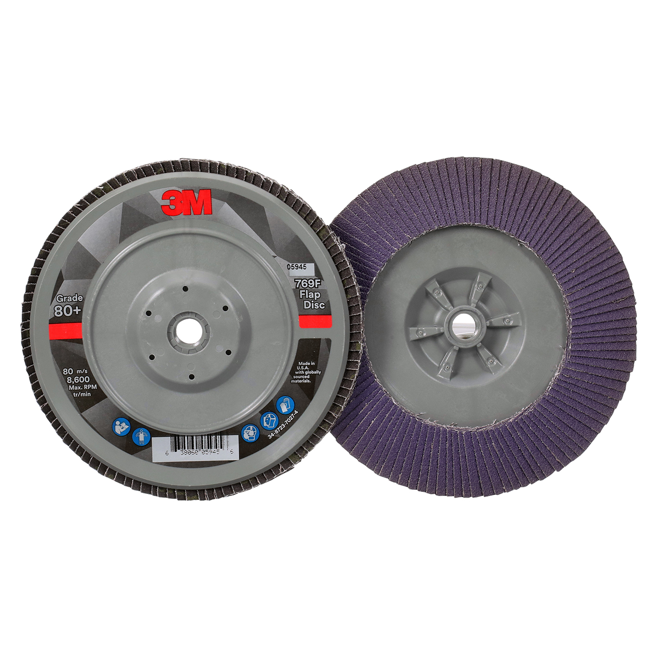 3M 7100177901 | 7" Diameter 769F 80+ Grit Precision Shaped Ceramic Flap Disc