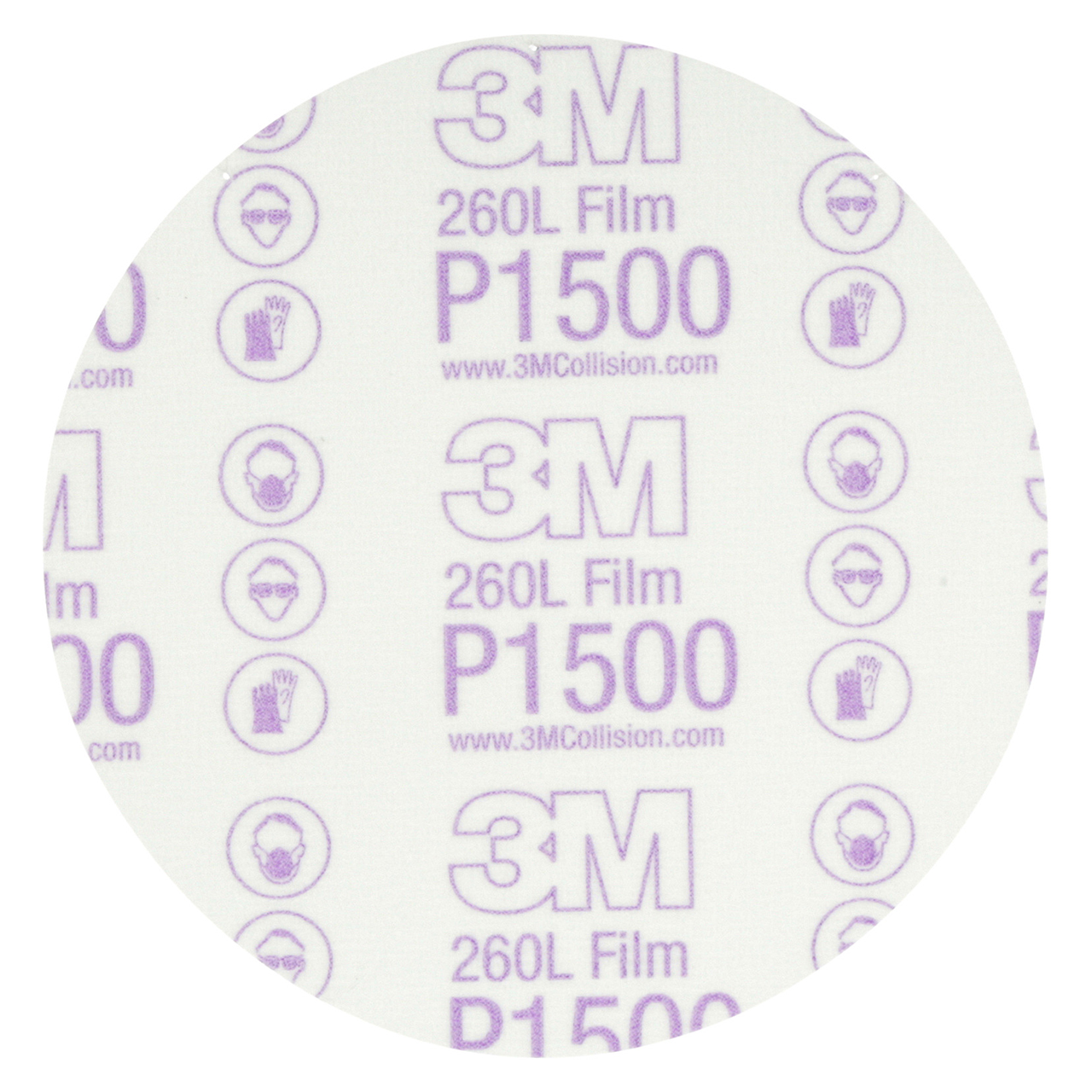 3M 7000119790 | 01184 Hookit 6" Diameter 260L P1500 Grit Aluminum Oxide Film Abrasive Disc