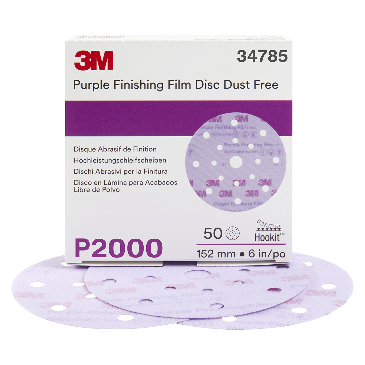 3M 7100123057 | 34785 Hookit 6" Diameter 260L P2000 Grit Aluminum Oxide Film Disc
