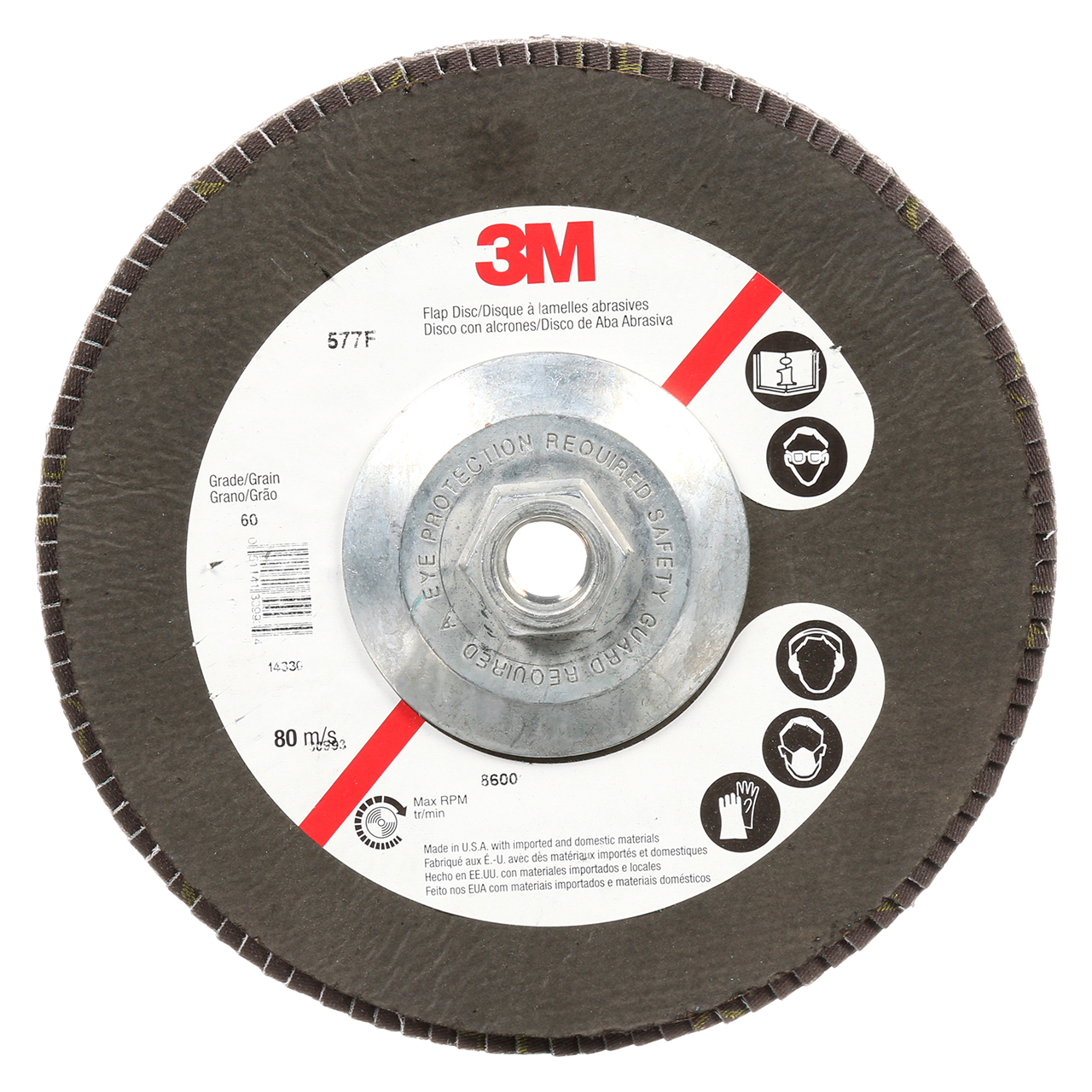 3M 7010300167 | 7" Diameter 577F 80 Grit Alumina Zirconia Flap Disc