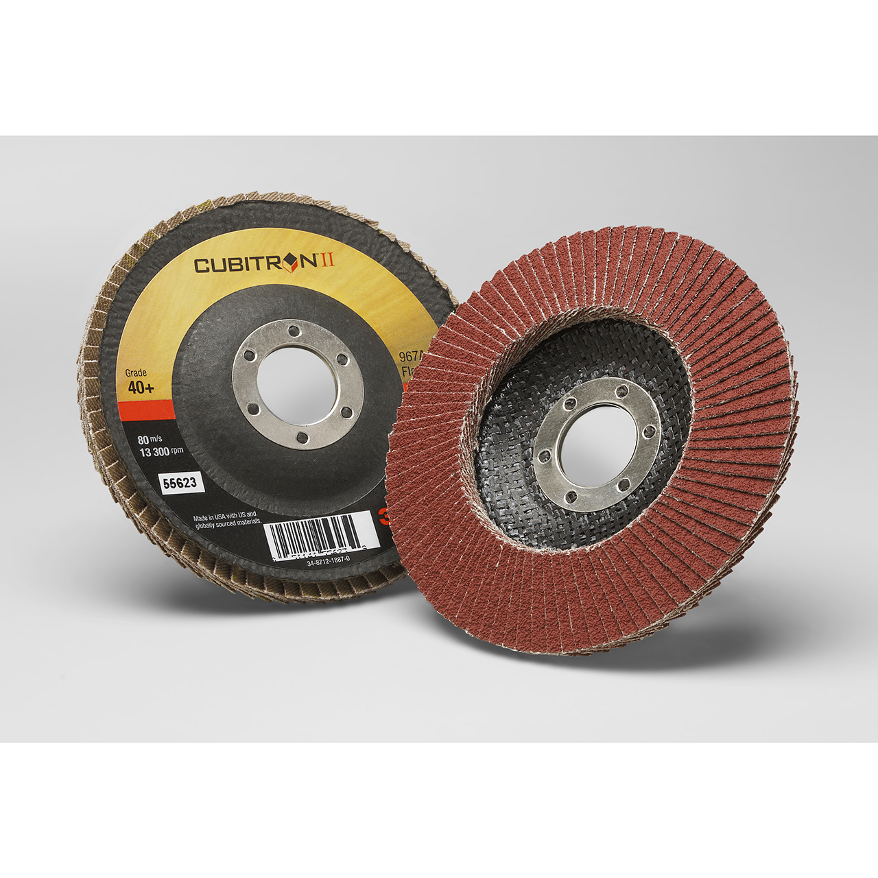 3M 7000148187 | Cubitron II 4-1/2" OAD 967A x 7/8" Hole Diameter Y Weight 40+ Grit Precision Shaped Ceramic Flap Disc